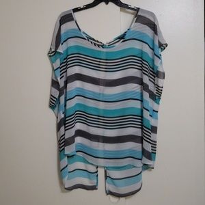 EUC Torrid Striped See Through Hi-Low Blouse